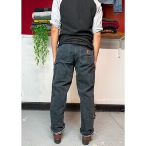 Black Carhartt flannel lined insulated carpenters